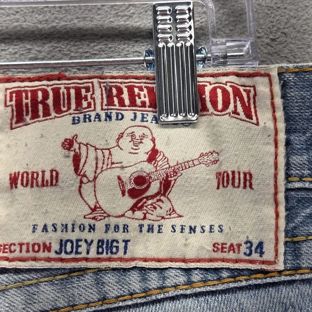 VTG True Religion Jeans Mens Joy Big T Bootcut Flare USA Altered Hem Fits 32x28